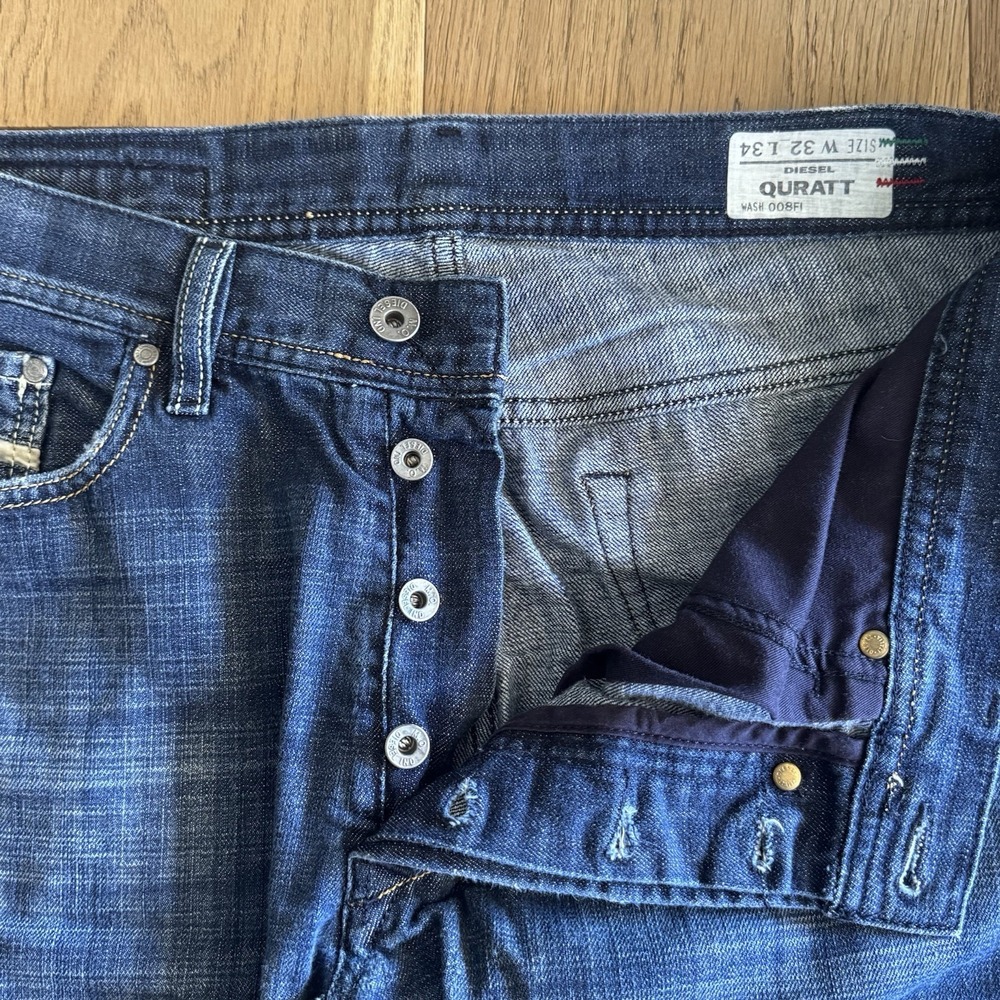 Vintage Diesel Quratt Jeans Men's 32x34 Dark Wash Faded Straight Leg Italy Y2K - Picture 4 of 13